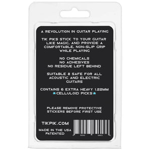 TIK PIK USA Stick-On Celluloid Guitar Picks, Black, 6-Pack, EXTRA HEAVY