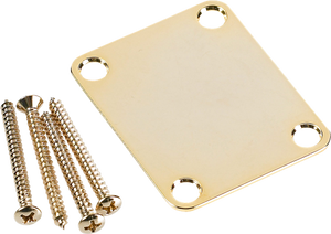Genuine Fender Vintage Original Strat/Tele Plain 4-Bolt Gold Neck Plate w/Screws