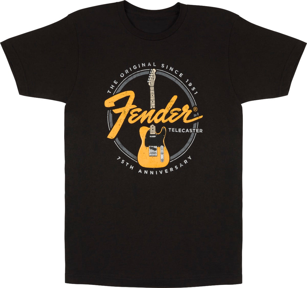 Fender Telecaster 75th Anniversary Tele Tee, Vintage Black, XL, EXTRA LARGE