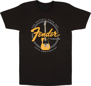 Fender Telecaster 75th Anniversary Tele Tee, Vintage Black, L, LARGE