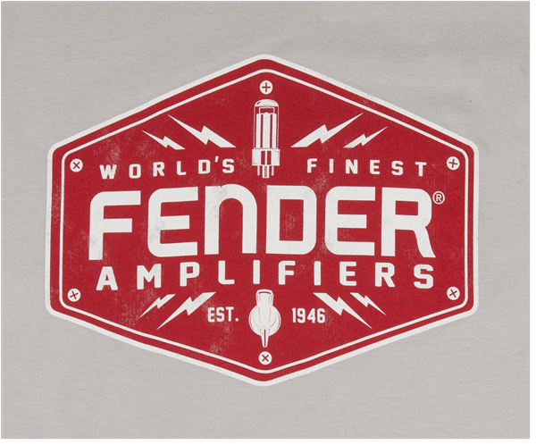 Genuine Fender Guitars Bolt Down Mens Logo T-Shirt - Gray - S, Small