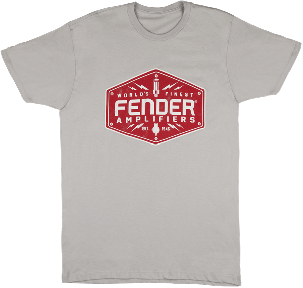 Genuine Fender Guitars Bolt Down Mens Logo T-Shirt - Gray - S, Small