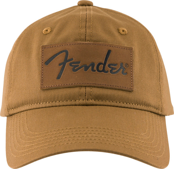 Genuine Fender Guitars Vintage Leather Logo Badge Hat, Caramel, One Size