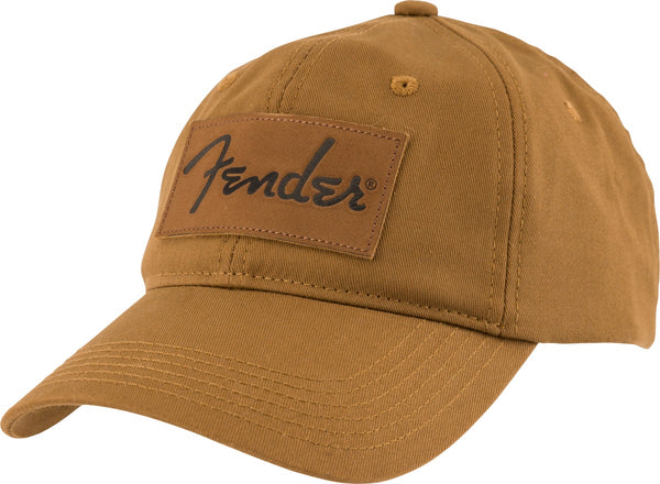 Genuine Fender Guitars Vintage Leather Logo Badge Hat, Caramel, One Size