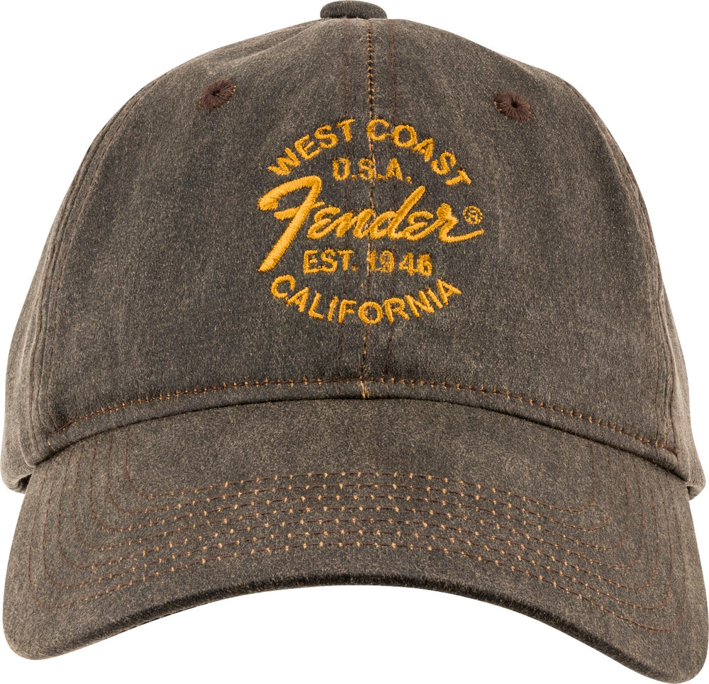 Genuine Fender Guitars West Coast California Dad Hat, Oil Green, One Size