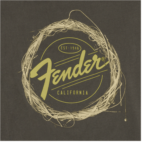 Genuine Fender Braided Guitar Strings Logo T-Shirt - Gray - Small - S
