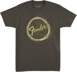Genuine Fender Braided Guitar Strings Logo T-Shirt - Gray - Small - S
