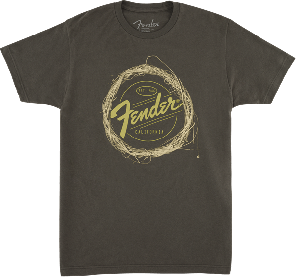 Genuine Fender Braided Guitar Strings Logo T-Shirt - Gray - Small - S