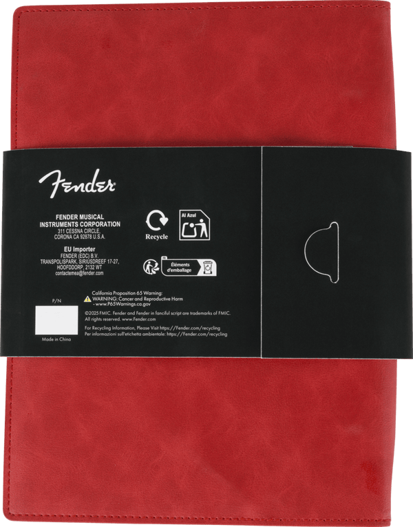 Genuine Fender Vegan Leather Music Note Book Gift, Dakota Red