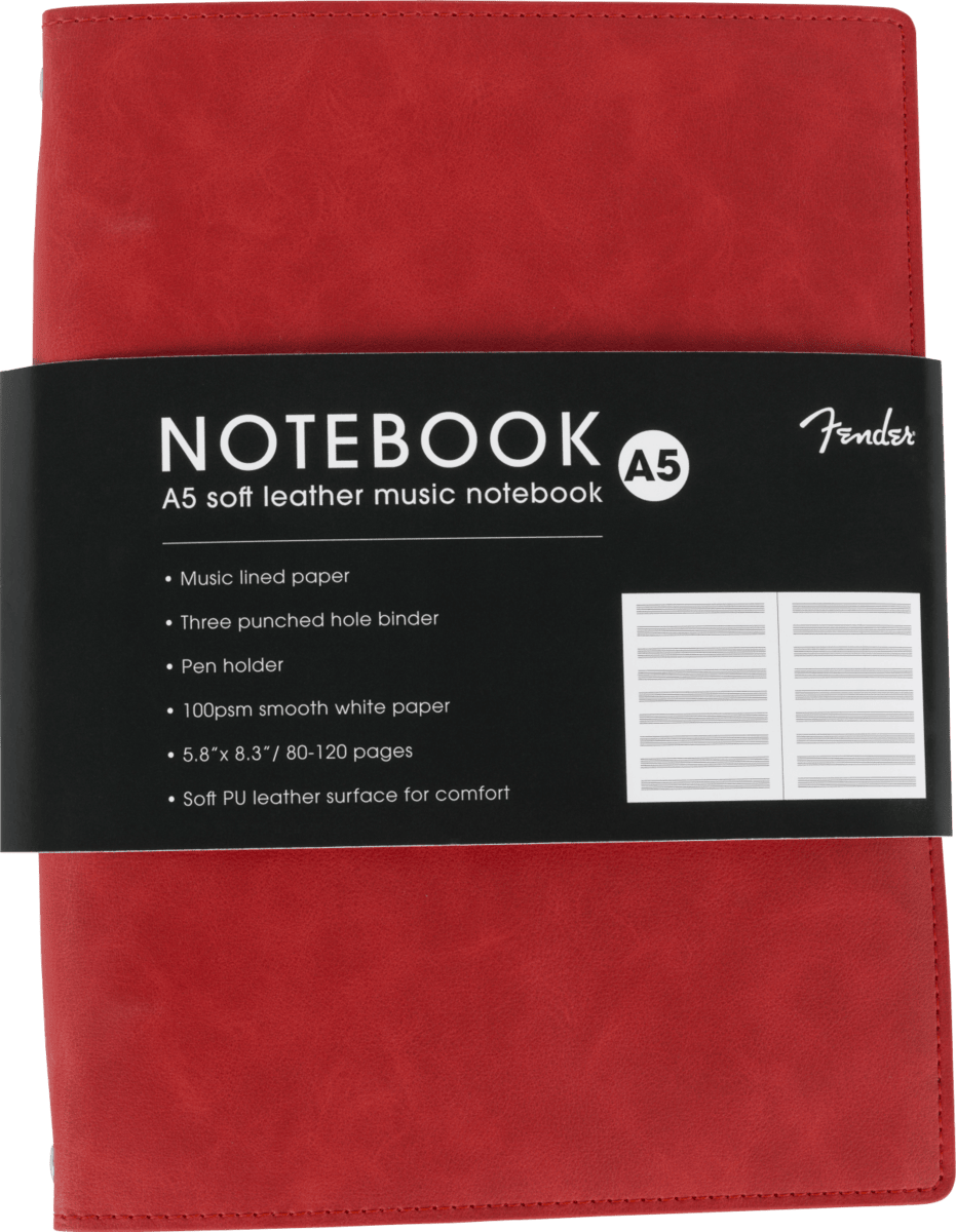 Genuine Fender Vegan Leather Music Note Book Gift, Dakota Red