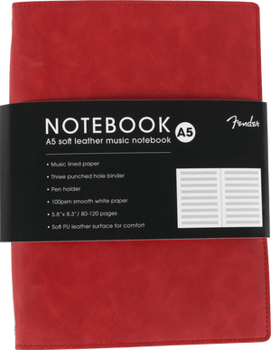 Genuine Fender Vegan Leather Music Note Book Gift, Dakota Red