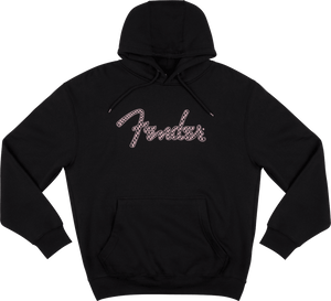 Fender Spaghetti Logo Checker Hoodie, Black/Wavy Pink Checker, 2XL, XX-Large