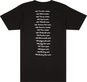 Fender Guitars Logo Date Back Tee, Black, M, Medium