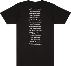 Fender Guitars Logo Date Back Tee, Black, XXL, XX-Large