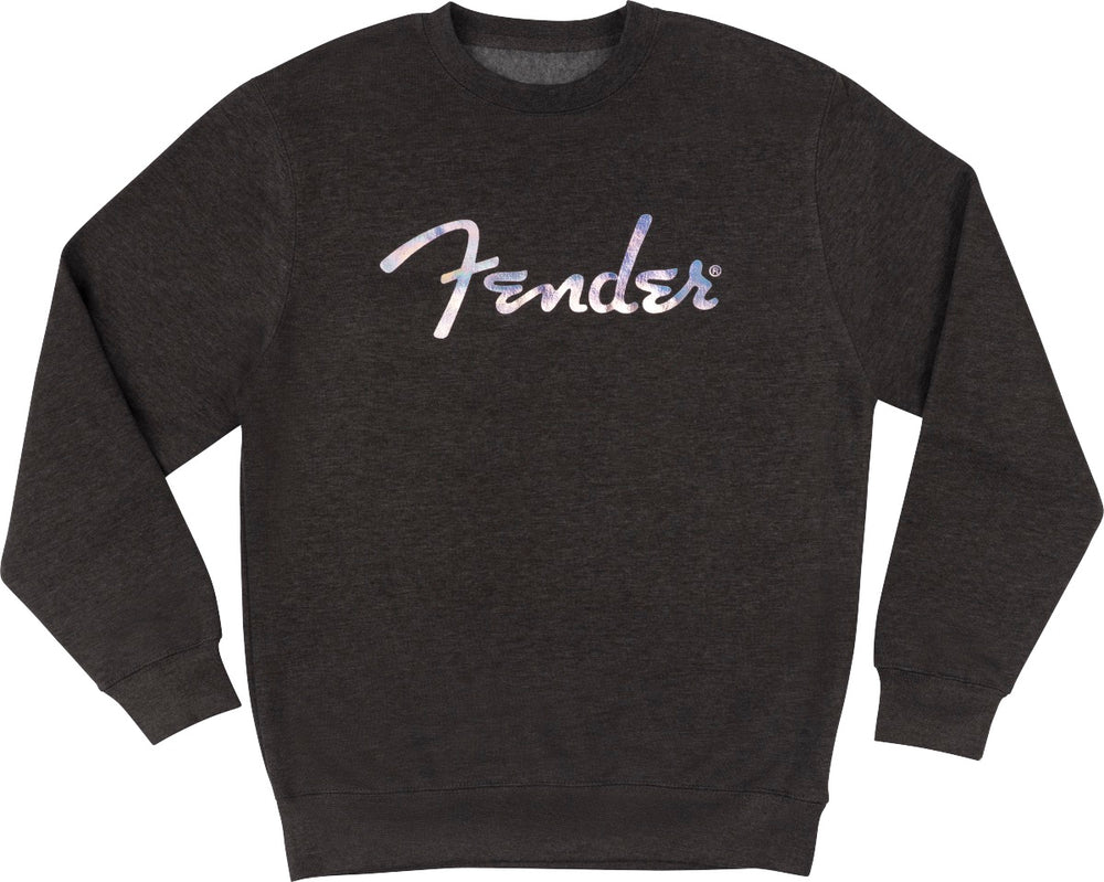 Fender Guitars Galaxy Logo Crewneck Sweatshirt, Charcoal Gray Heather, S, Small