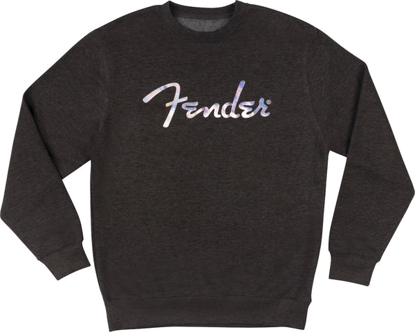 Fender Guitars Galaxy Logo Crewneck Sweatshirt, Charcoal Gray Heather, M, Medium