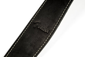 Genuine Fender 2.5" Wide Ball Glove Leather Adjustable Guitar Strap - Black