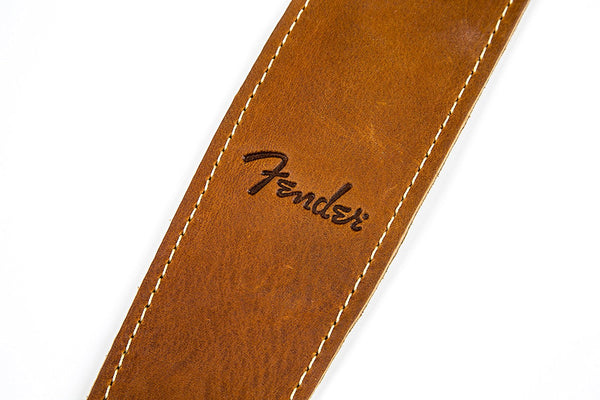 Genuine Fender 2.5" Wide Ball Glove Leather Adjustable Guitar Strap - Brown