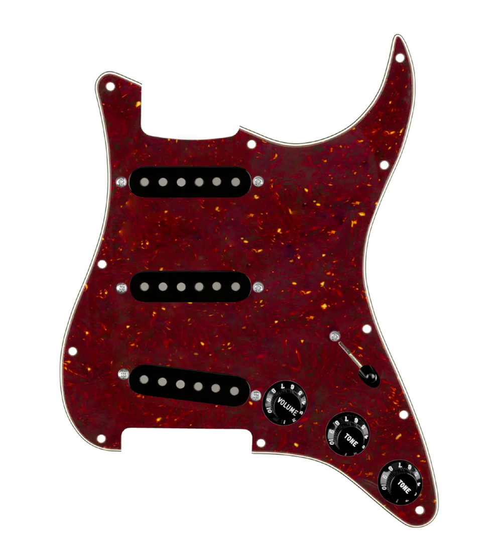 920D Custom Vintage American Loaded Pickguard for Strat With Black Pickups, Tortoise Pickguard, and S7W Wiring Harness