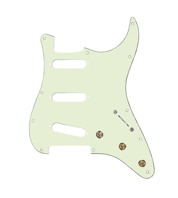 920D Custom SSS Pre-Wired Pickguard for Strat With A Mint Green Pickguard and S7W Wiring Harness