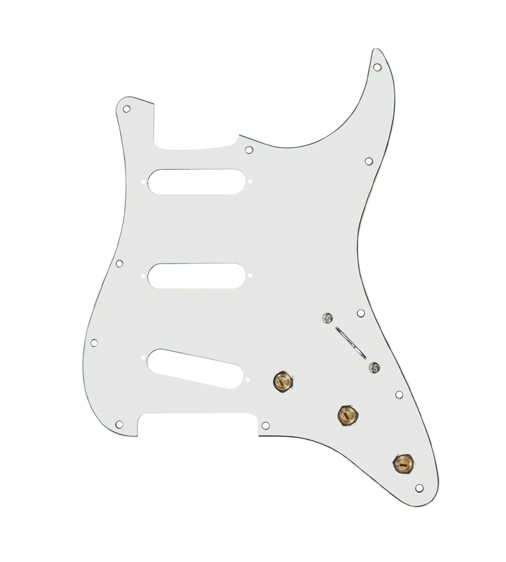 920D Custom SSS Pre-Wired Pickguard for Strat With A Parchment Pickguard and S7W Wiring Harness