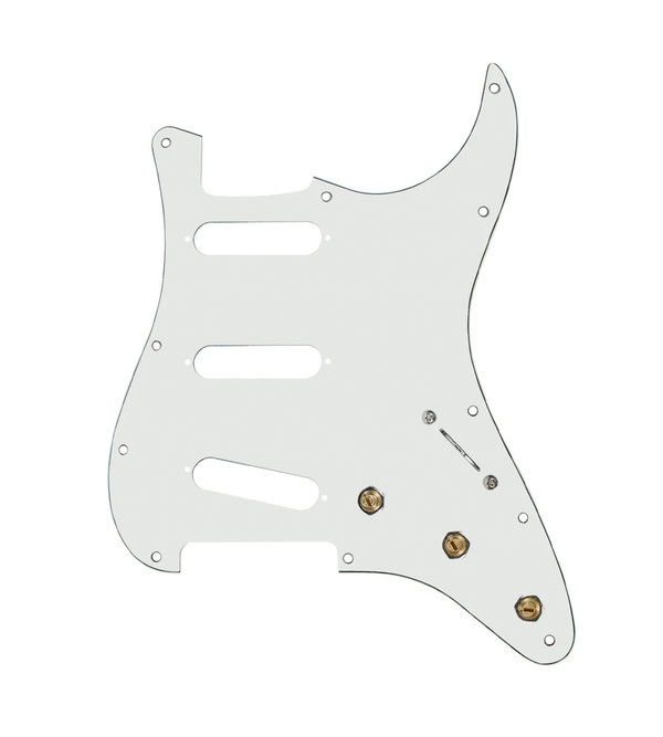920D Custom SSS Pre-Wired Pickguard for Strat With A Parchment Pickguard and S7W Wiring Harness