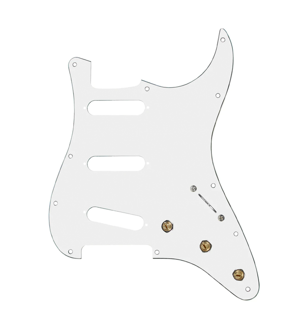 920D Custom SSS Pre-Wired Pickguard for Strat With A White Pickguard and S7W Wiring Harness