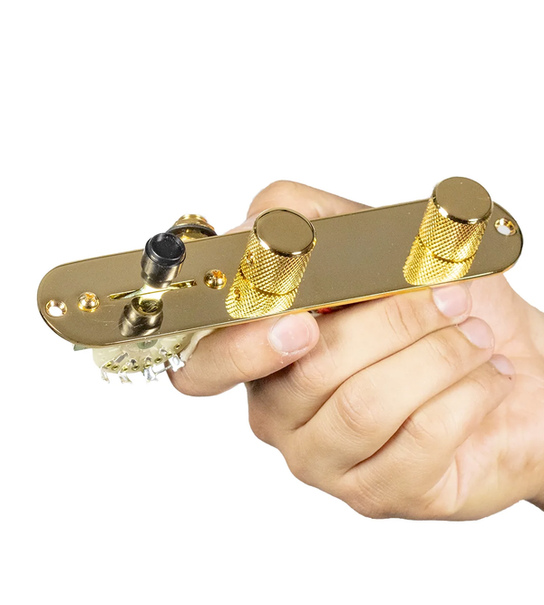 920D Custom 920D Custom T3W-G Upgraded Replacement 3 Way Control Plate for Tele Style Guitar, Gold