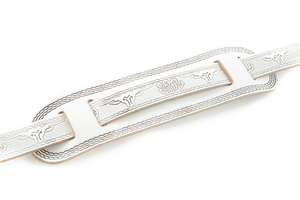 Genuine Gretsch Vintage Tooled Leather Adjustable Guitar Strap, (White)