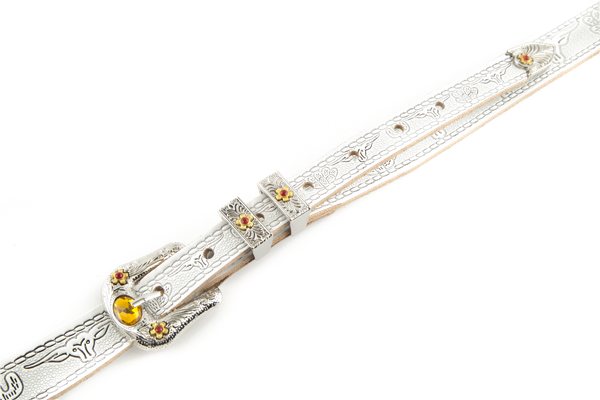 Genuine Gretsch Vintage Tooled Leather Adjustable Guitar Strap, (White)