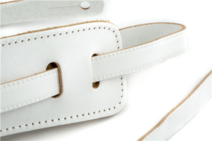 Genuine Gretsch Logo Vintage Leather Adjustable Guitar Strap (White)
