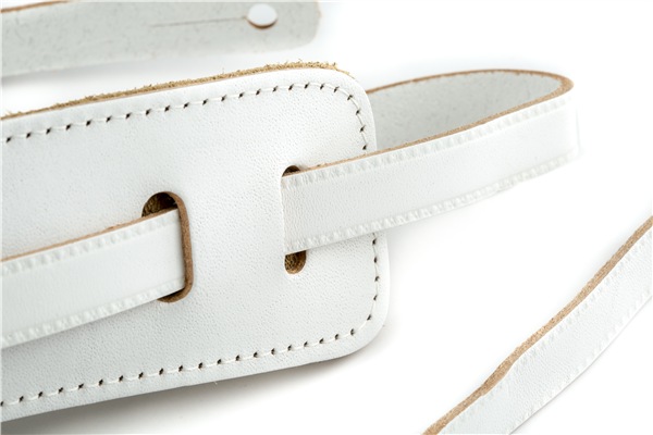 Genuine Gretsch Logo Vintage Leather Adjustable Guitar Strap (White)