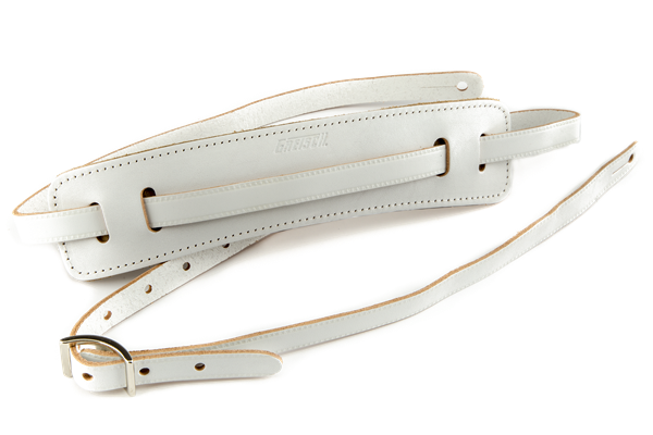Genuine Gretsch Logo Vintage Leather Adjustable Guitar Strap (White)