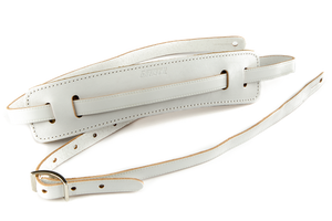 Genuine Gretsch Logo Vintage Leather Adjustable Guitar Strap (White)
