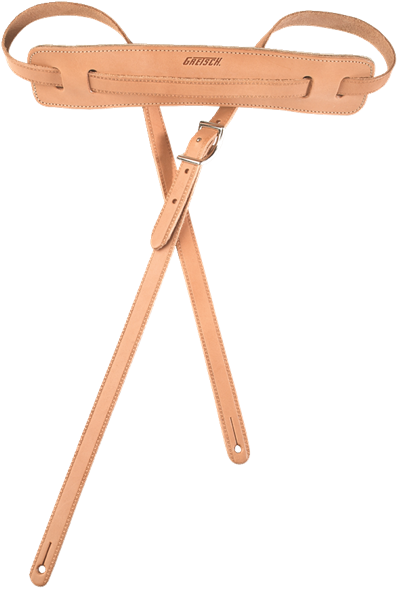 Genuine Gretsch Logo Vintage Leather Adjustable Guitar Strap (Natural)
