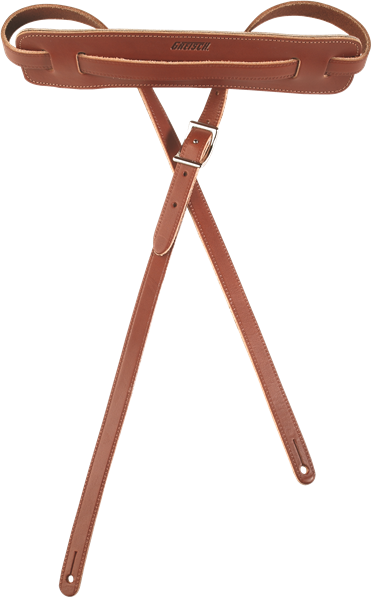 Genuine Gretsch Logo Vintage Leather Adjustable Guitar Strap (Walnut)