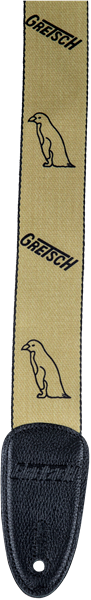 Genuine Gretsch Gold Guitar Strap with Black Penguins