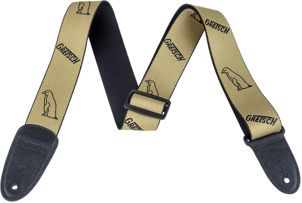 Genuine Gretsch Gold Guitar Strap with Black Penguins
