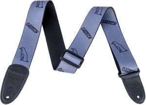 Genuine Gretsch Gray Guitar Strap with Black Penguins