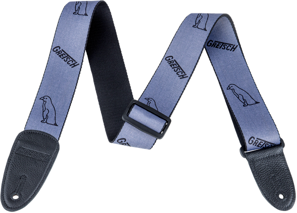 Genuine Gretsch Gray Guitar Strap with Black Penguins