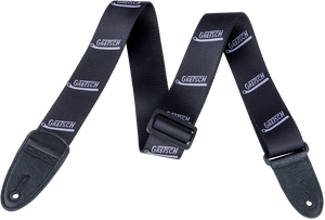 Genuine Gretsch Logo Vibrato Arm Pattern Guitar Strap, Black/Gray