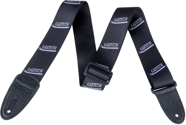 Genuine Gretsch Logo Vibrato Arm Pattern Guitar Strap, Black/Gray