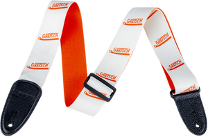 Genuine Gretsch Logo Vibrato Arm Pattern Guitar Strap, White/Orange