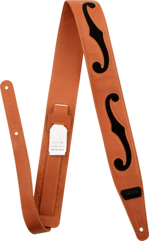 Gretsch F-Holes Leather Guitar Strap, Orange and Black, 3" Wide