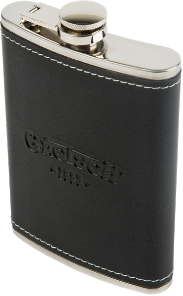 Gretsch Guitars 1883 Logo Flask, Stainless Steel & Black Leather, Musician Gift