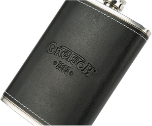 Gretsch Guitars 1883 Logo Flask, Stainless Steel & Black Leather, Musician Gift