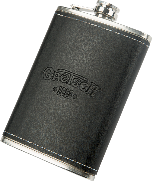 Gretsch Guitars 1883 Logo Flask, Stainless Steel & Black Leather, Musician Gift