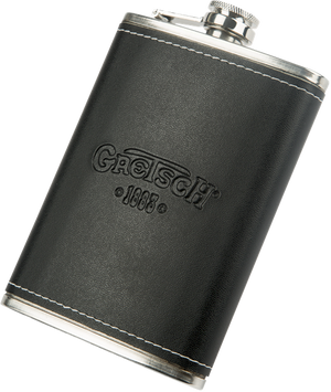 Gretsch Guitars 1883 Logo Flask, Stainless Steel & Black Leather, Musician Gift