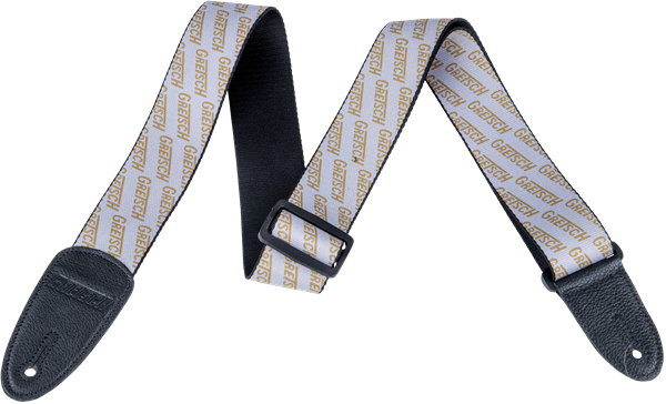 Genuine Gretsch Strap with Gold Logos, White