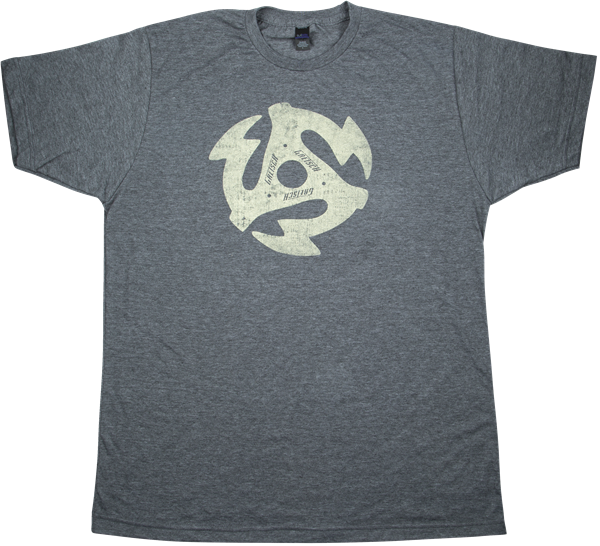 Genuine Gretsch 45 RPM Logo Men's T-Shirt, Heather Charcoal Gray, S (SMALL)